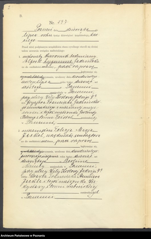 Obraz 4 z jednostki "Księga miejscowa małżeństw tom III [Rejestr główny małżeństw]"
