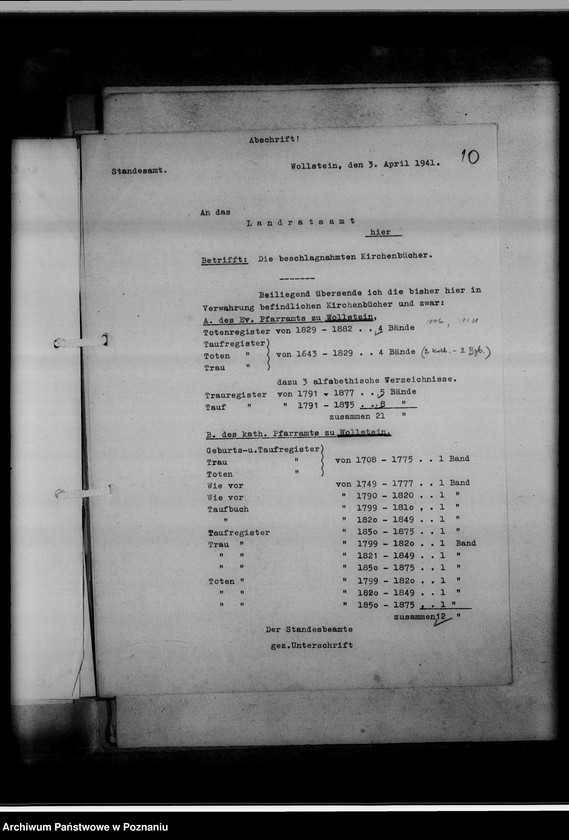 Obraz 14 z jednostki "Einziehungsprotokolle [ksiąg kościelnych] Kreis Wollstein [powiat wolsztyński]"