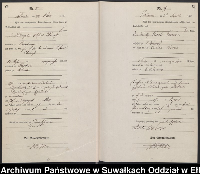 image.from.unit.number "Sterbe-Haupt-Register des Königlich Preussischen Standes-Amtes Schaden Kreis Sensburg"