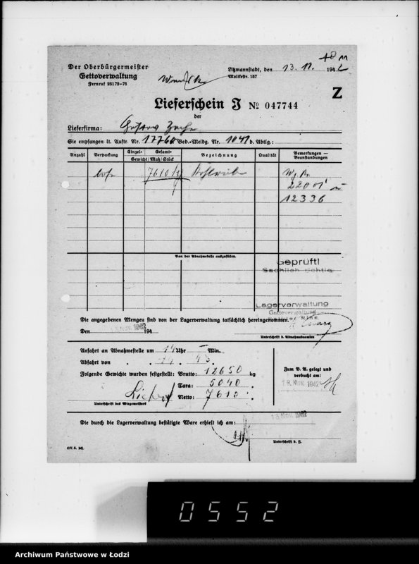 Obraz 15 z jednostki "Lebensmitteleinkauf. Aufträge, [Lieferscheinen und Rechnungen] 17726-17760 [Dostawa jarzyn do Getta]"