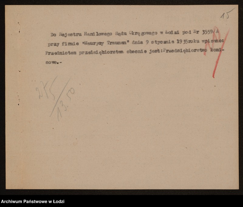 Obraz 17 z jednostki "Maurycy Trauman - ajentura"