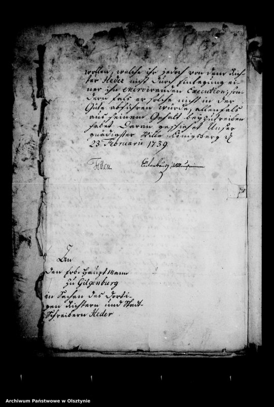 image.from.unit.number "Entscheidung in der Beschwerde des Commissarius loci gegen den Hauptmann in Gilgenburg in der Sache des Stadt Richters Heder und des Tuchmachers und Glöckners Demsky daselbst"