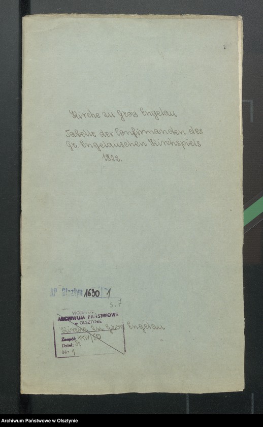 image.from.unit.number "Tabelle der Confirmanden des Gross Engelauschen Kirchspiels"