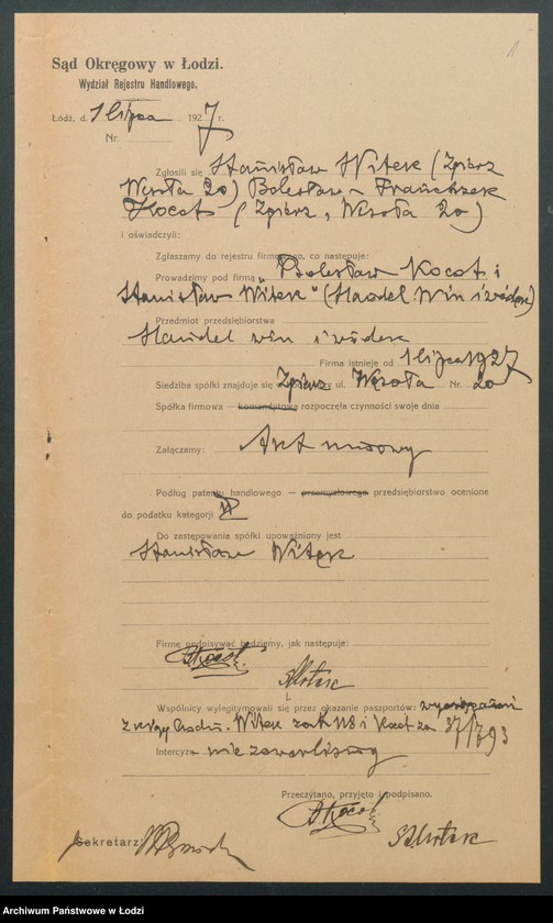 Obraz 3 z jednostki "Bolesław Kocot i Stanisław Witek- handel win i wódek"