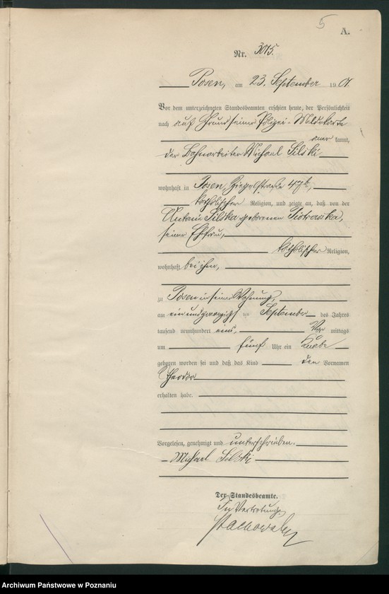 Obraz 8 z jednostki "Księga miejscowa urodzeń t. VI"