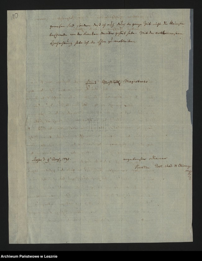 Obraz 12 z jednostki "[Requisition des allhiesigen Magistrats an den Herrn Doktor Kuntze in Absicht der verstorbenen Ehefrau des Schneidermeisters Korber]"