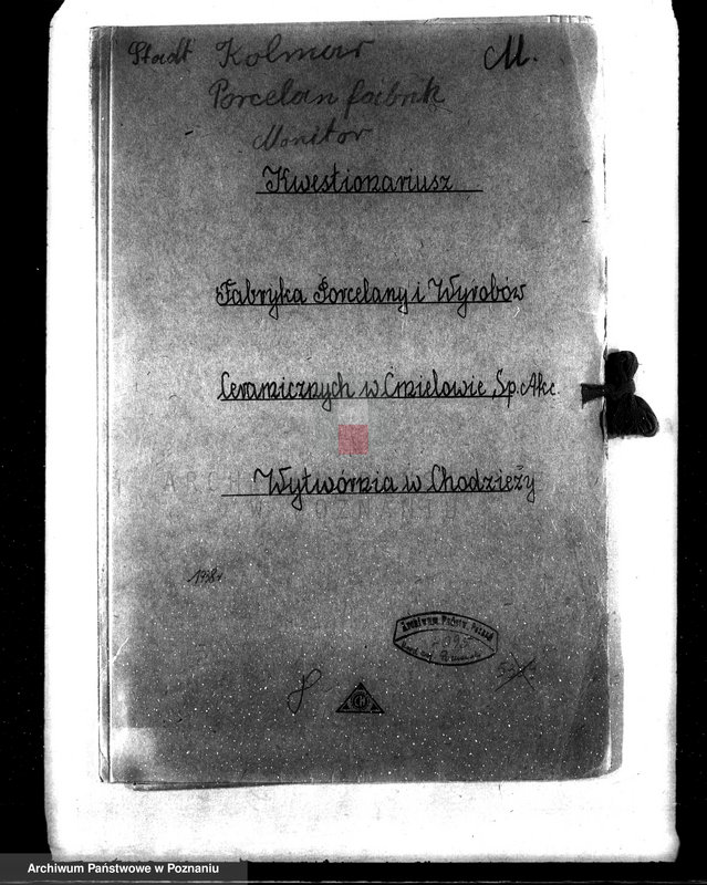 image.from.unit.number "Fabryka porcelany i wyrobów ceramicznych w Ćmielowie Spółka Akcyjna wytwórnia w Chodzieży. Kwestionariusz"