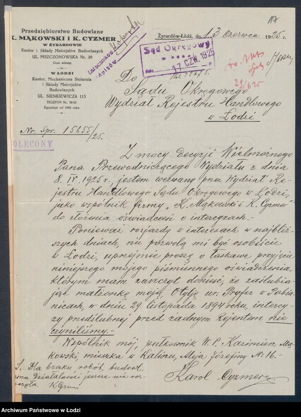 Obraz 19 z jednostki "K.Mąkowski i K.Cyzmer- przedsiębiorstwo budowlane"