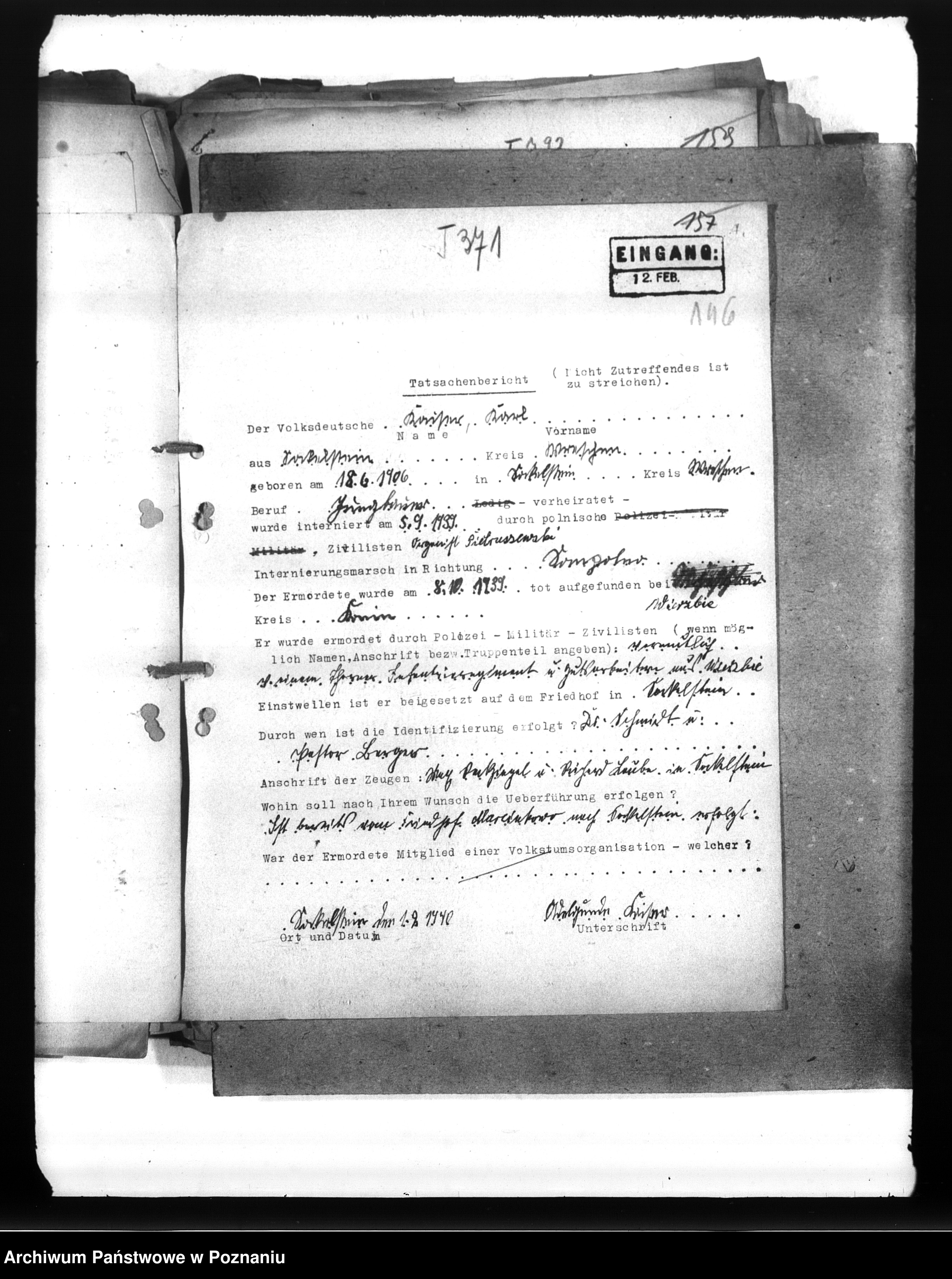 Skan z jednostki: Wykazy Niemców wielkopolskich, którzy zginęli w 1939 roku A - L