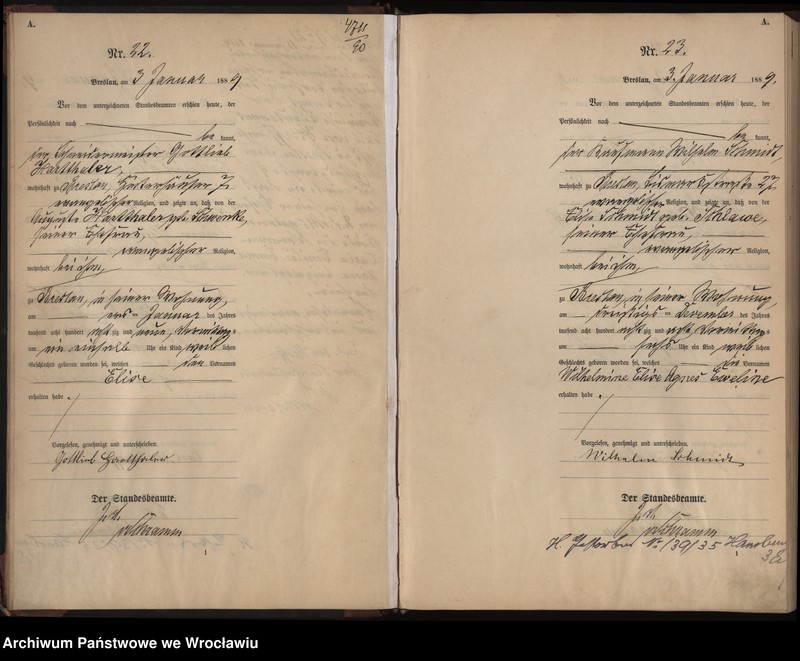 image.from.unit.number "Geburts-Haupt-Register Breslau I 1889 Band 1"