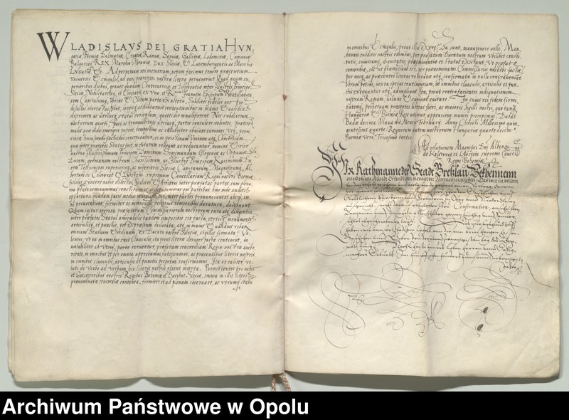 Obraz 6 z jednostki "Rajcowie miasta Wrocławia uwierzytelniają odpis umowy zawartej z polecenia Władysława, króla węgierskiego i czeskiego, we Wrocławiu [1504, 3 II], między"