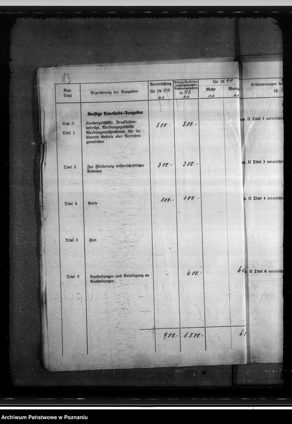 Obraz 17 z jednostki "Haushaltsplan 1944. Landesfremdenverkehrsverband - Reichsgau Wartheland"