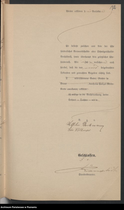 Obraz 14 z jednostki "Die von den Verlobten beigebrachten Urkunden zur Eheschliessung pro 1899"
