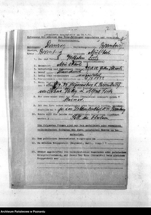 Obraz 5 z jednostki "Amtliche Meldungen. Amtsbezirke Fordon, Falkenberg, Slesin, Monkowarsk - Kreis Bromberg (Bydgoszcz)"