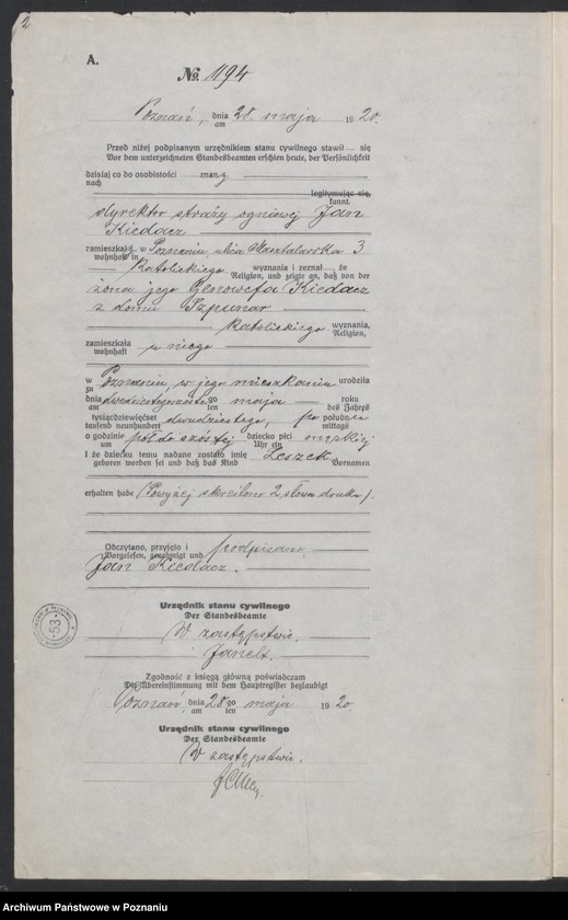 Obraz 4 z jednostki "Księga urodzeń odpis tom IV [Rejestr poboczny urodzeń]"