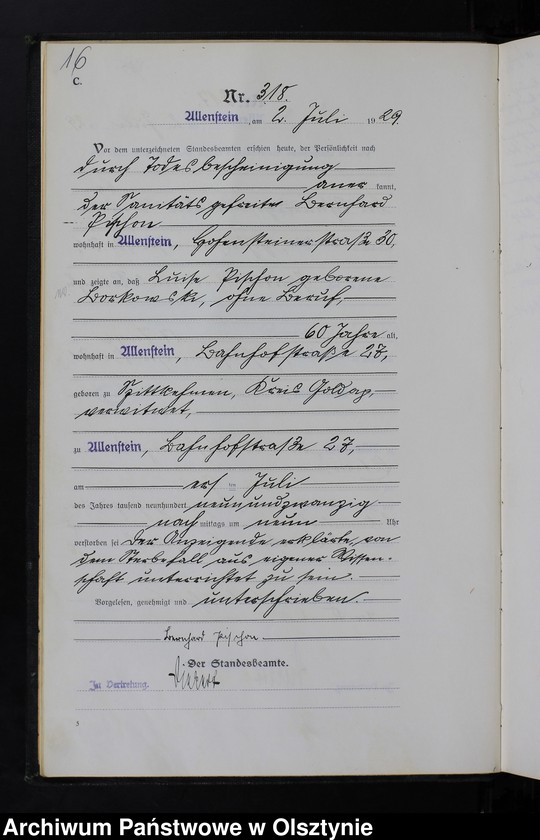 image.from.unit.number "Sterbe-Haupt-Register Tom II, Nr 304-567"
