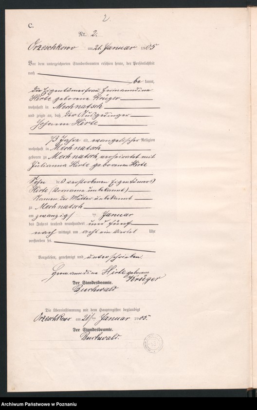 Obraz 5 z jednostki "Sterbe-Neben-Register"