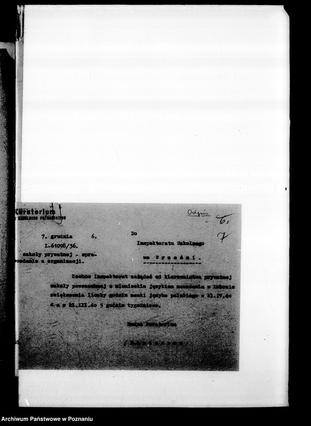 Obraz 10 z jednostki "Prywatna Szkoła Powszechna z niemieckim językiem nauczania w Łubowie powiat Gniezno"