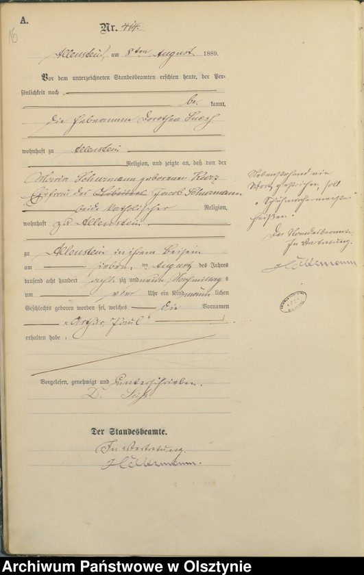 image.from.unit.number "Geburts-Haupt-Register Tom II,Nr 401 - 727"