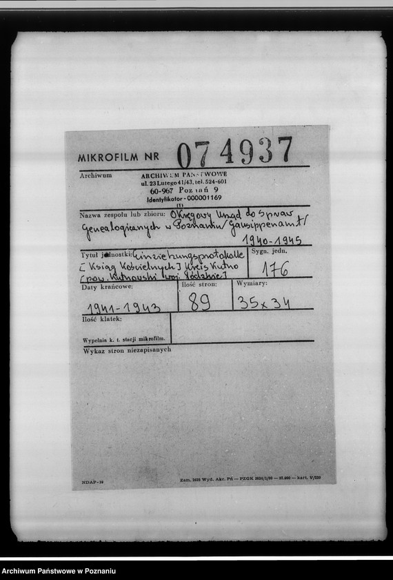 Obraz 2 z jednostki "Einziehungsprotokolle [ksiąg kościelnych] Kreis Kutno [powiat kutnowski, województwo łódzkie]"