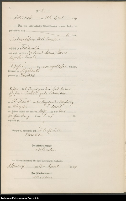Obraz 11 z jednostki "Sterbe-Register (Neben-Register)"
