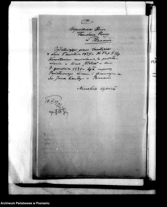 Obraz 19 z jednostki "Państwowe Liceum i Gimnazjum męskie imienia Jana Kantego - Poznań [lista abiturientów]"