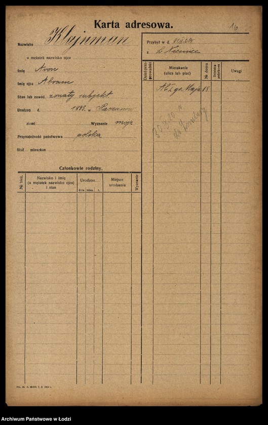 Obraz 18 z jednostki "[Spis ludności Łodzi] Klajnman - Klarman"