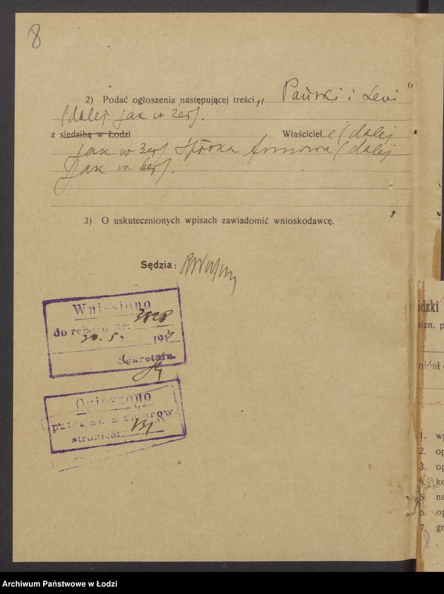 Obraz 10 z jednostki "Zygmunt Lewi, Izrael vel Jerzy Pański- prowadzenie skręcalni zarobkowej"