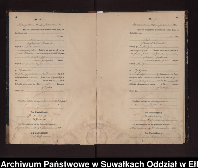 image.from.unit.number "Geburts-Neben-Register des Preussischen Standes-Amtes Rydzewen Kreis Loetzen"