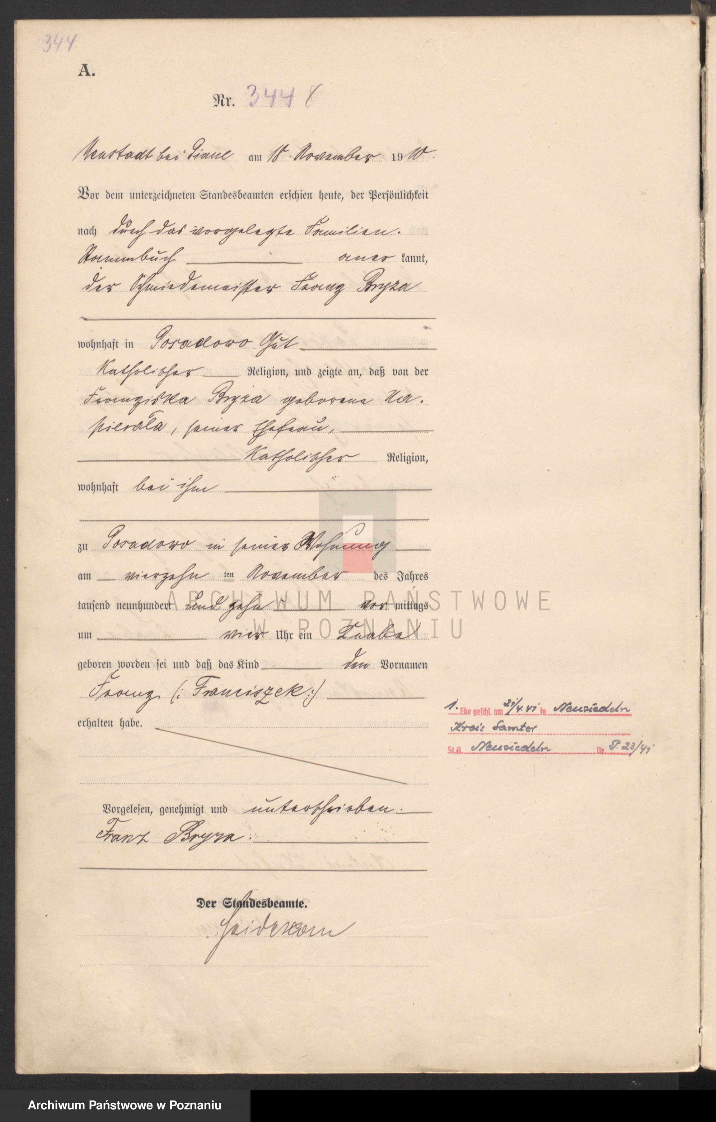 Skan z jednostki: Księga akt urodzenia - pierwopisy [Rejestr główny urodzeń]