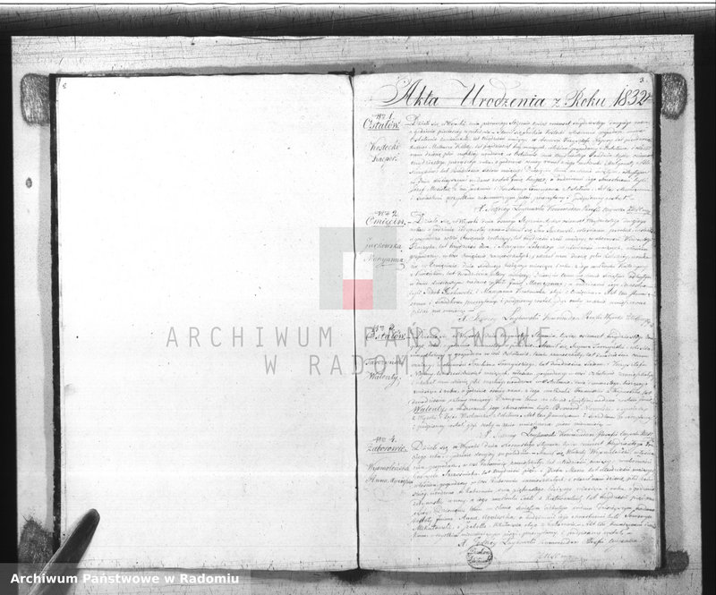 image.from.unit.number "Duplikat Książka Urodzonych, Zaślubionych i Zmarłych Parafii Wysoka w powiecie Szydłowieckim Obwodzie Opoczyńskim Województwie Sandomierskiem z roku 1832"