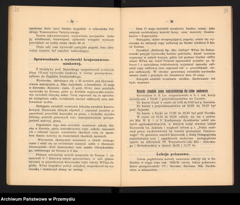 image.from.unit.number "Sprawozdanie Dyrekcji Państw[owego] Gimnazjum II im. Augusta Witkowskiego w Jarosławiu za rok szkolny 1929/30"