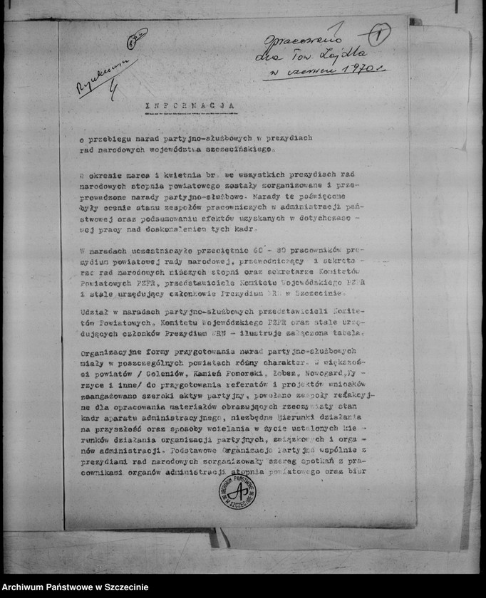 image.from.unit.number "Narady partyjno-służbowe w prezydiach rad narodowych województwa szczecińskiego - informacja"