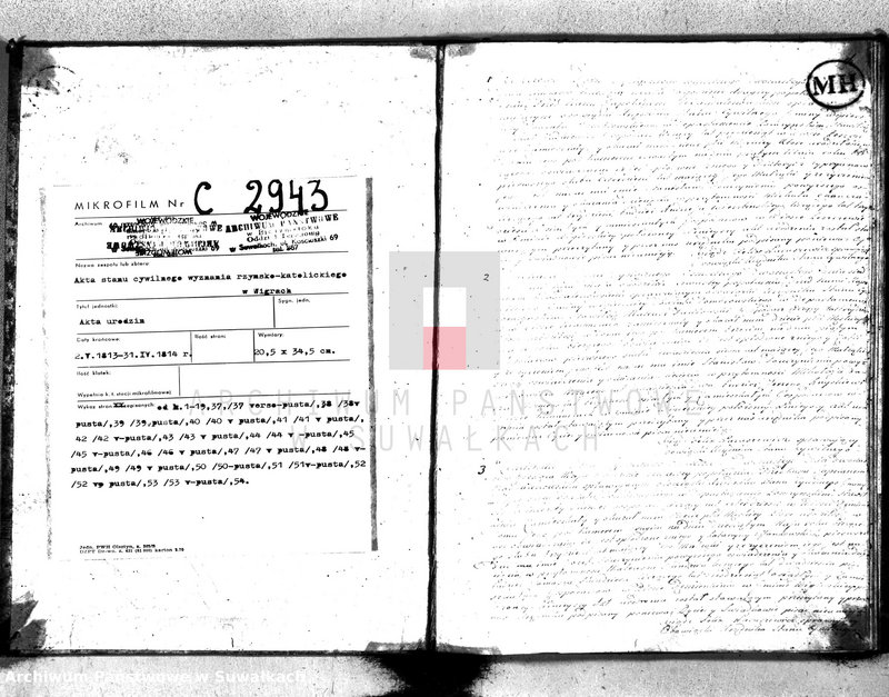 image.from.unit.number "Akta urodzin gminy wigierskiey od 1-go maja 1813 do dnia ostatniego kwietnia 1814 roku"