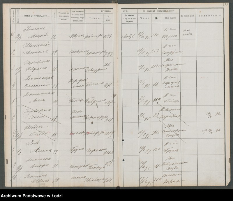 Obraz 13 z jednostki "[Księga ludności niestałej m. Łodzi lit. I]"