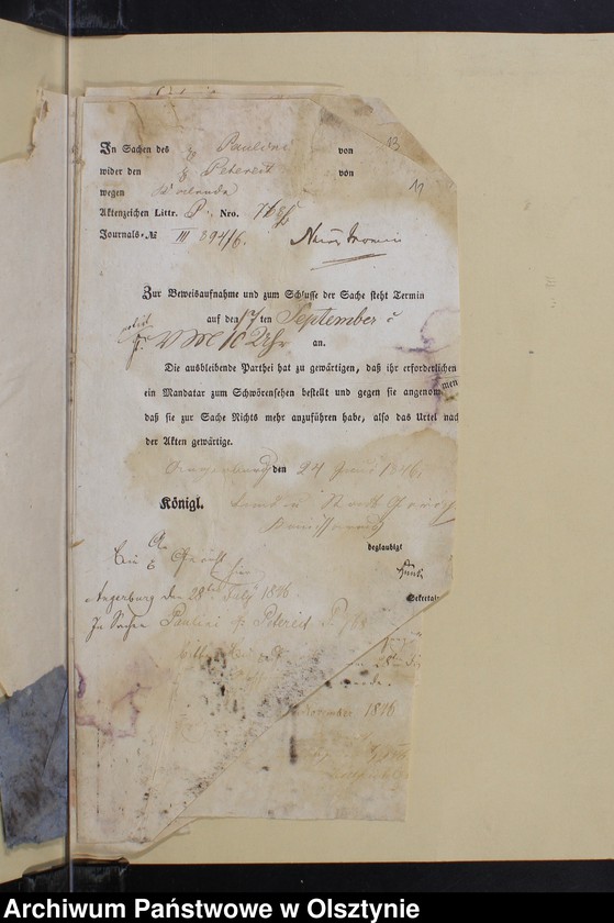 image.from.unit.number "Schreiben d.Justizamt 1787 J. Sache des Carl Gustav Blaseo 1829 Prozess-Sachen des Pfarrers Paulini 1845-1847. Beschluss in die Personaldezem- Sache 1871"