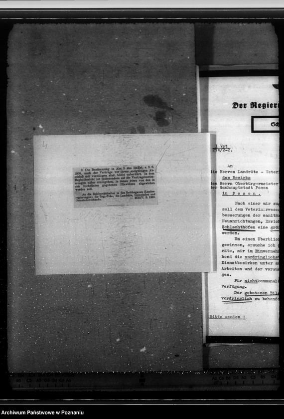 Obraz 8 z jednostki "Schlachthöfe - frische Fleisch. Tuberkulosenschutzanordnung. Wirtschaftliche Unternehmungen im Kreise Schieratz. Krankenhaus zu Gnesen. Ausbau des Schlachthofes Posen."