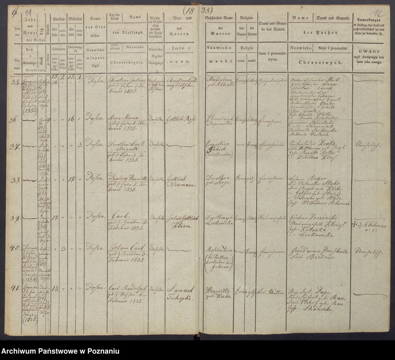 Obraz 9 z jednostki "[Akta urodzeń i chrztów, zgonów i pogrzebów, zapowiedzi i ślubów]"