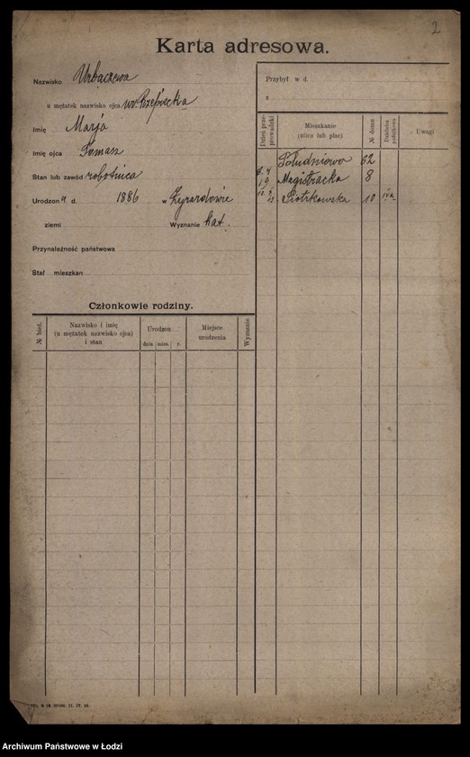 Obraz 4 z jednostki "[Spis ludności Łodzi] Urbach - Urbanowski"