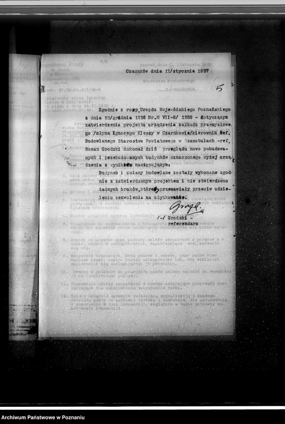 Obraz 9 z jednostki "Zatwierdzenie zakładu przemysłowego / młyn parowy/ Klessy Ignacego w Czarnkowie"