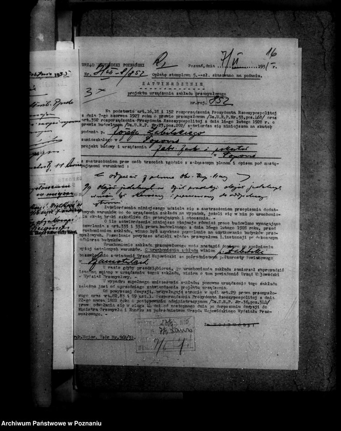 Obraz 20 z jednostki "Zatwierdzenie zakładu przemysłowego /olejarni, fabryk farb i pokostów/ J. Zabilskiego w Popowie powiat szamotulski"