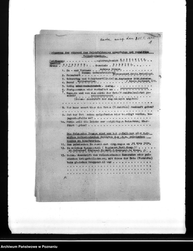 Obraz 5 z jednostki "Amtliche Meldung Kreis Saybusch O/ S (Żywiec)"