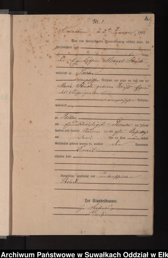 image.from.unit.number "Geburts-Haupt-Register des Königlichen Preussischen Standes-Amtes Nikolaiken Kreis Sensburg"