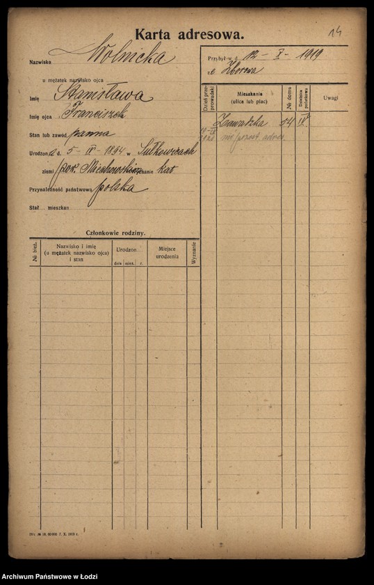 Obraz 16 z jednostki "[Spis ludności Łodzi] Wolniakiewicz - Wolst"