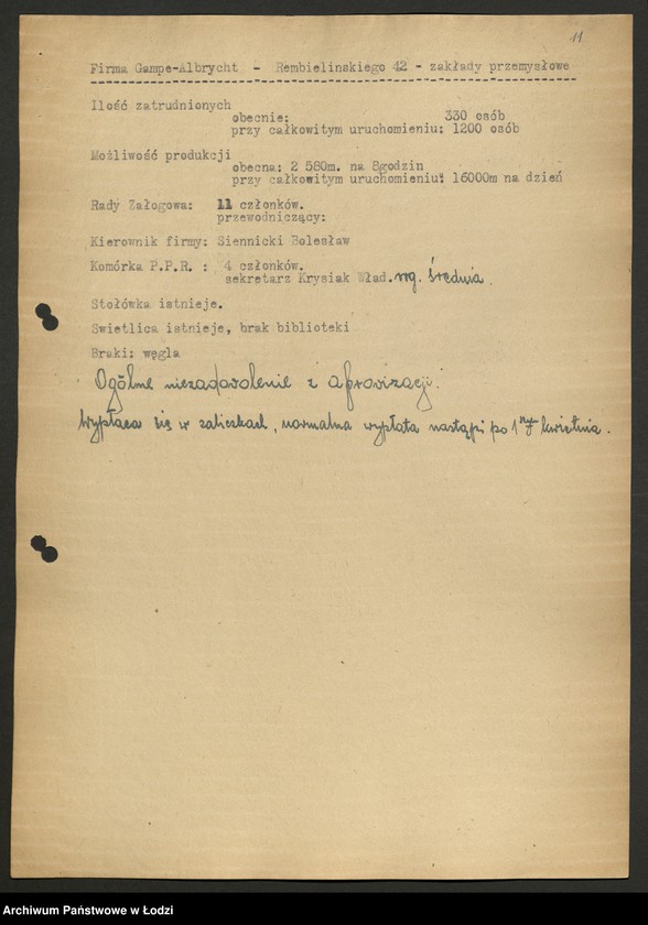 Obraz 12 z jednostki "Wykazy zakładów produkcyjnych z obsadą stanowisk kierowniczych"