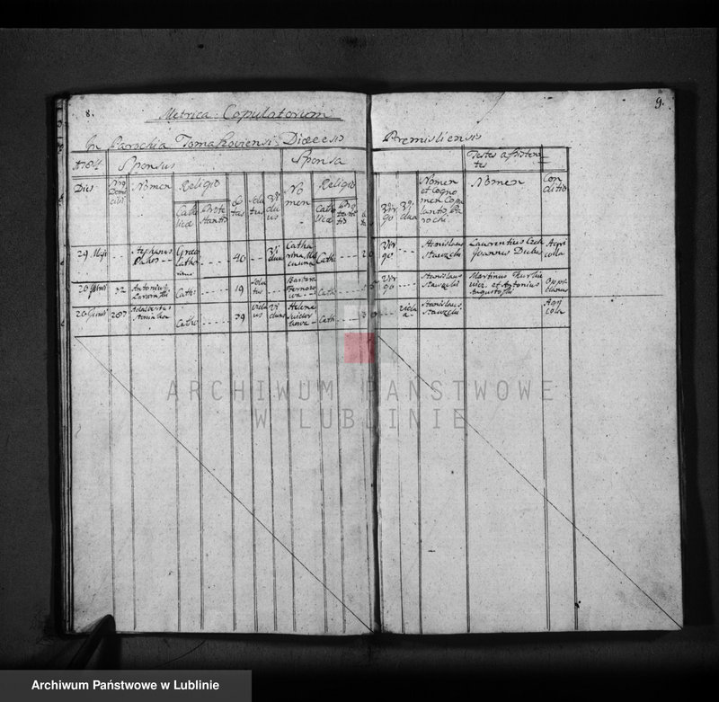 Obraz 8 z jednostki "Metrica copulatorum pro oppido Tomaszów et villis"