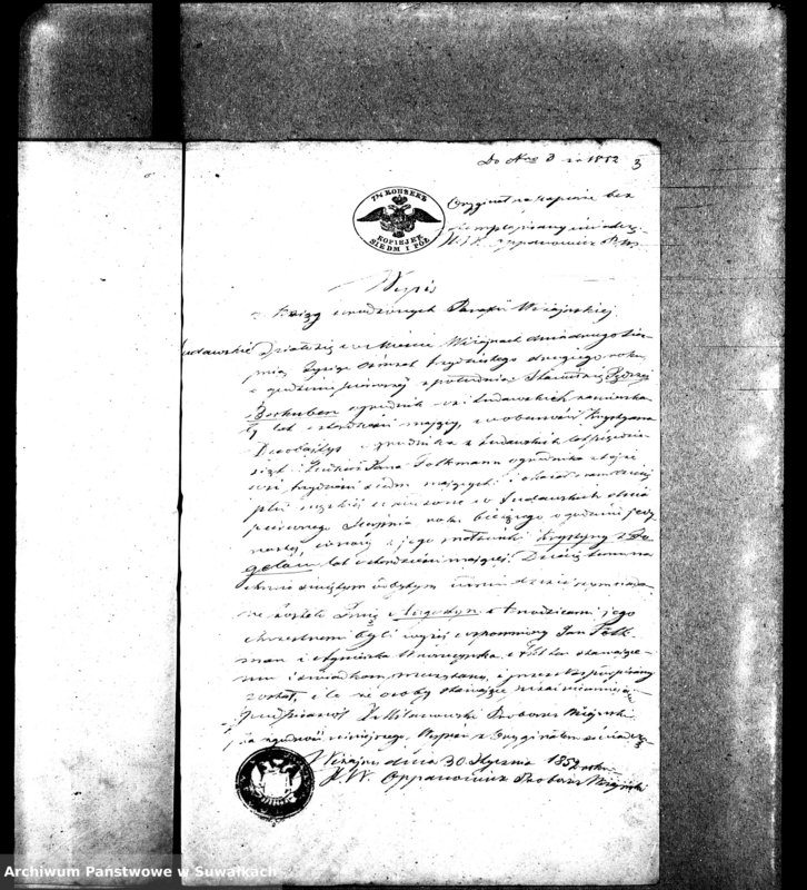 image.from.unit.number "Dowody do Aktów Małżeństw Parafij Ewangelickiej Wiżayny za rok 1852."