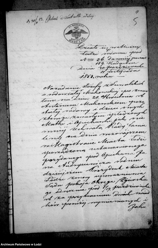 Obraz 9 z jednostki "Akta tyczące się ustanowienia opieki opieki nad nieletnimi dziećmi i sporządzenia spisu inwentarza pozostałości po zmarłym Antonim Makowskim"