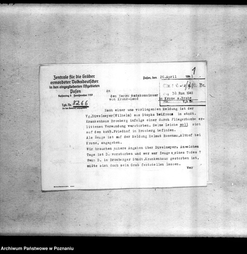 Obraz 5 z jednostki "Amtsbezirk Krone (powiat Bydgoszcz). Zgłoszenia zmarłych i zaginionych miejscowych Niemców w 1939 roku"