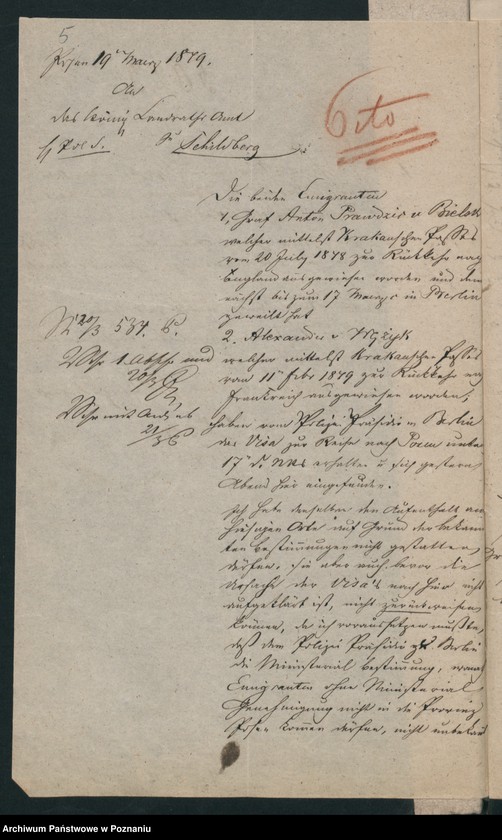 Obraz 10 z jednostki "A. betr. die polnischen Emigranten Alexander von Wężyk und Anton Prawdzic de Bielski"